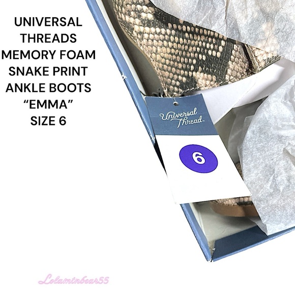 UNIVERSAL THREADS “EMMA” MEMORY FOAM SNAKE PRINT ANKLE BOOTS, SIZE 6, NEW IN BOX - Picture 9 of 14